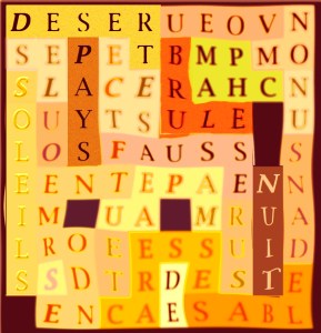 DESERT EST CE PAYS OU LES SOLEILS S ENDORMENT FAUSSE NUIT SUR MA PEAU ET CARESSE DE SABLE DANS UN CHAMP MON VOEU BRULE-C