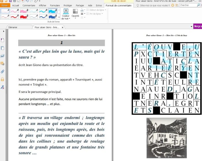Pour saluer Giono - livret N°2-L'iris de Suze - pages 3 et 4 - solution début-opacité