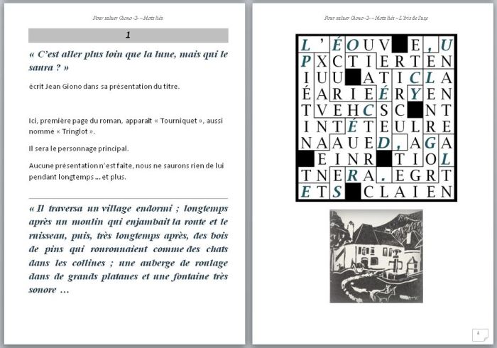 Pour saluer Giono - livret N°2-L'iris de Suze - pages 3 et 4